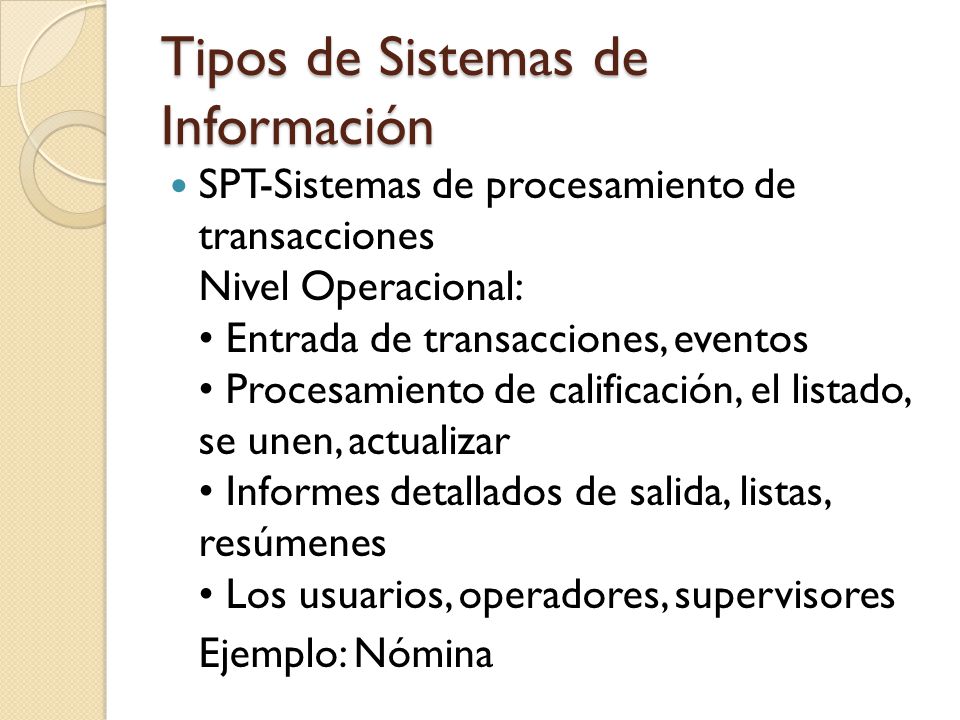 Tipos de Sistemas de Información