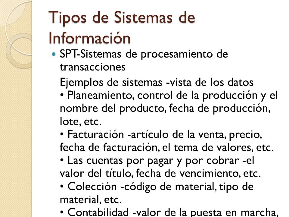 Tipos de Sistemas de Información