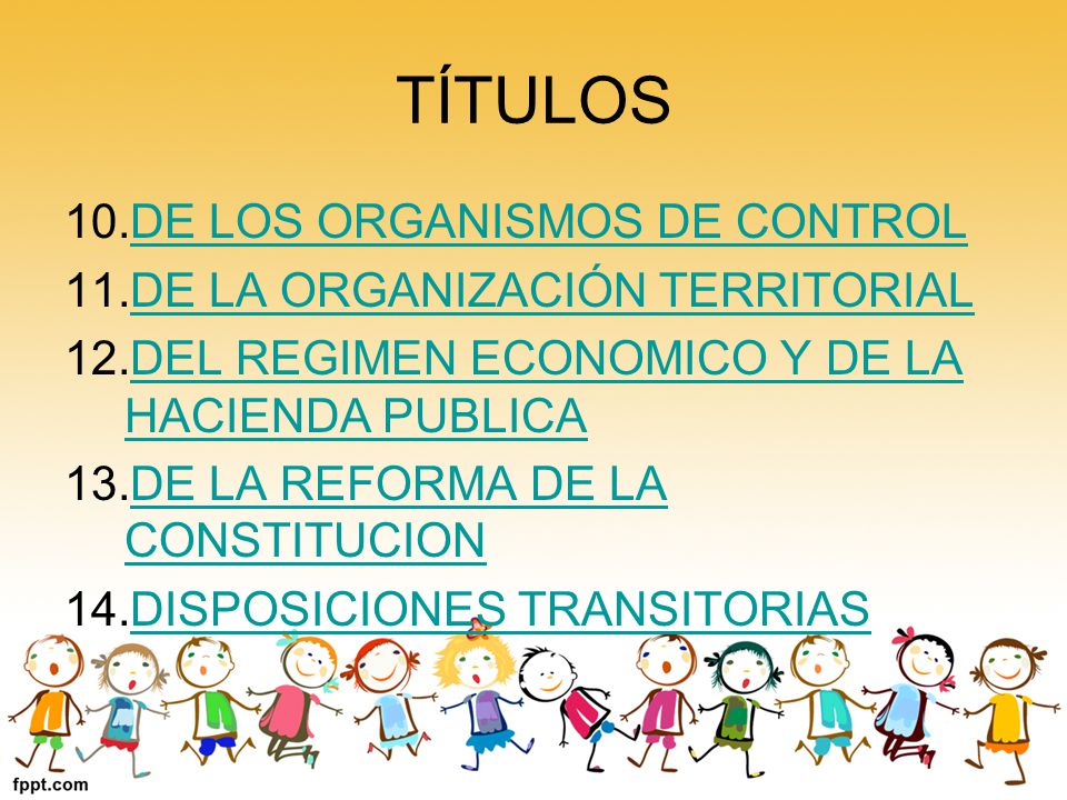 TÍTULOS DE LOS ORGANISMOS DE CONTROL DE LA ORGANIZACIÓN TERRITORIAL