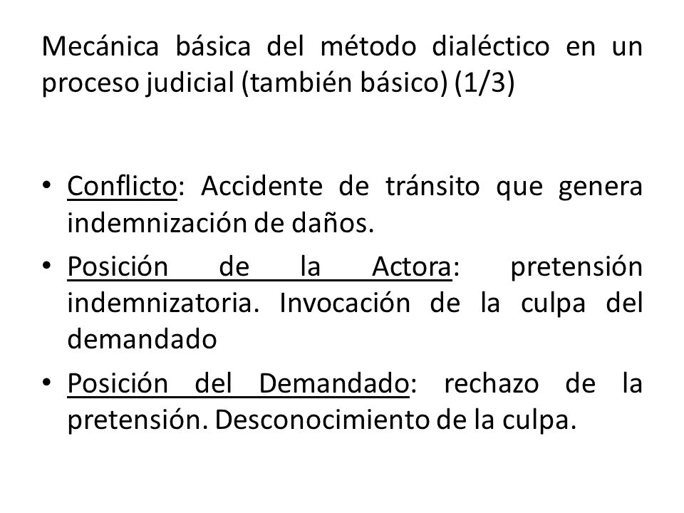 Mecánica básica del método dialéctico en un proceso judicial (también básico) (1/3)