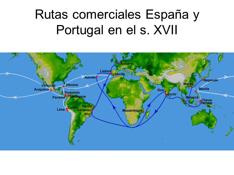 Rutas comerciales España y Portugal en el s. XVII