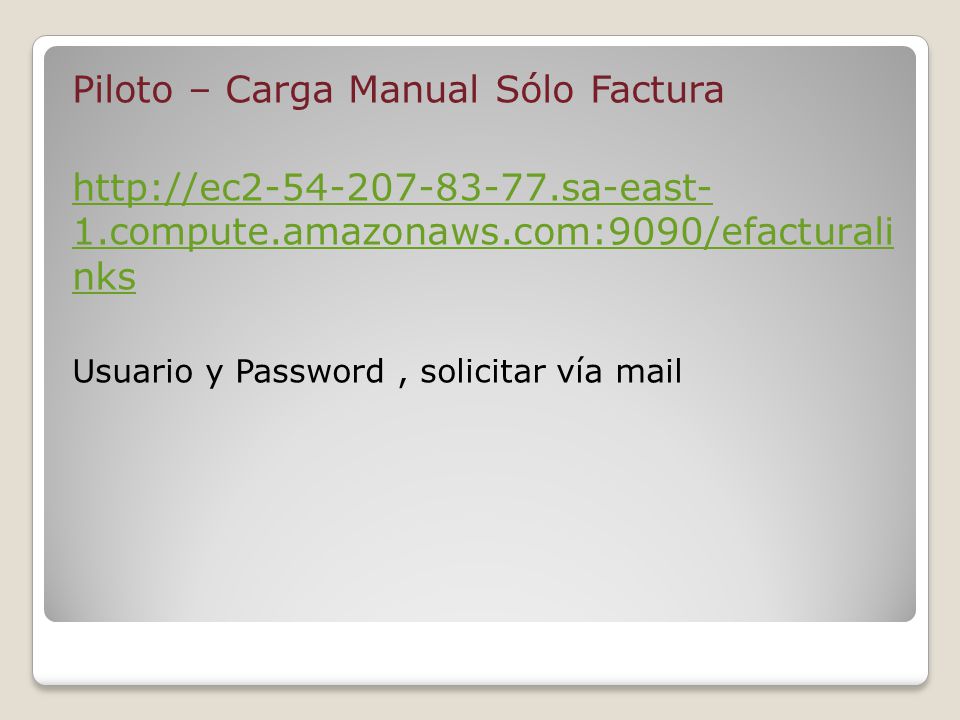 Piloto – Carga Manual Sólo Factura