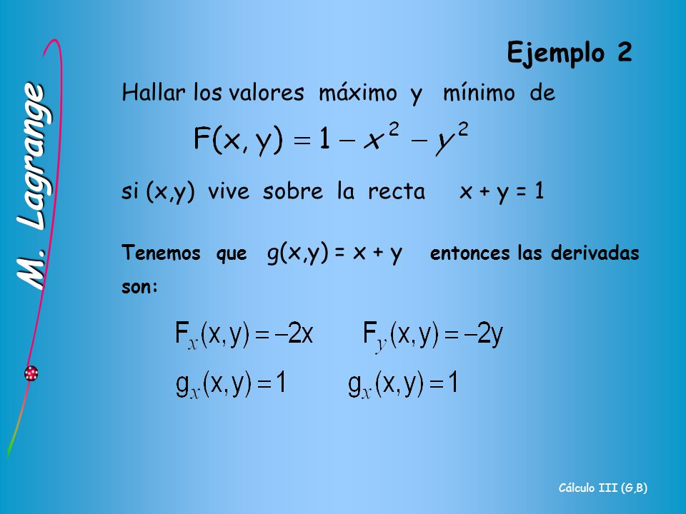 Ejemplo 2 Hallar los valores máximo y mínimo de