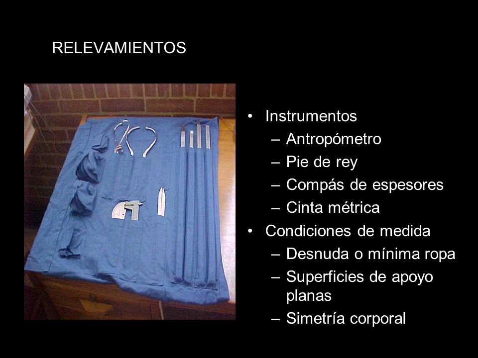 RELEVAMIENTOS Instrumentos. Antropómetro. Pie de rey. Compás de espesores. Cinta métrica. Condiciones de medida.