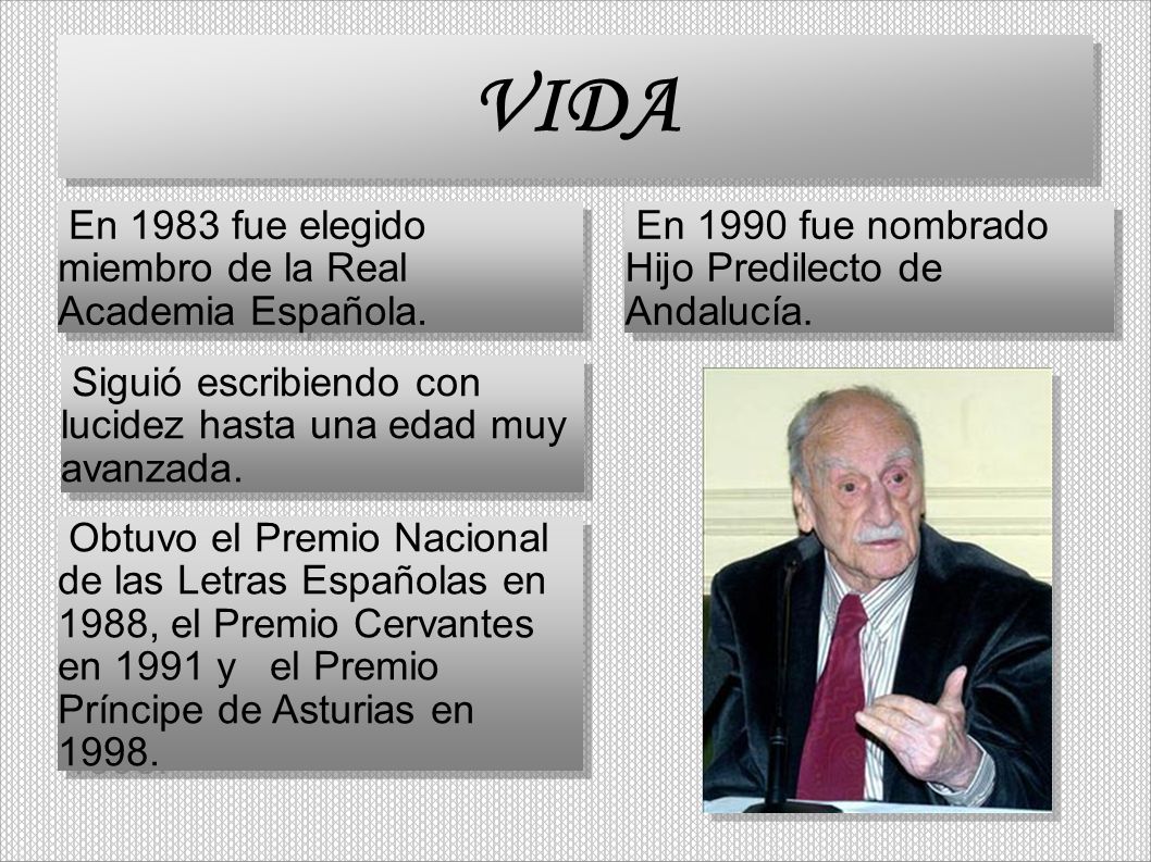 VIDA En 1983 fue elegido miembro de la Real Academia Española.
