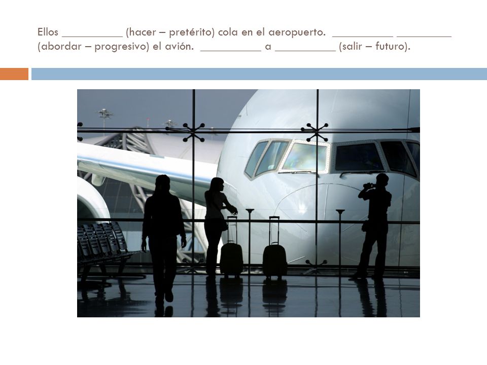 Ellos __________ (hacer – pretérito) cola en el aeropuerto