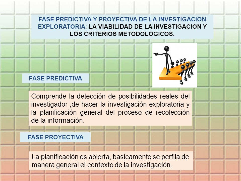 FASE PREDICTIVA Y PROYECTIVA DE LA INVESTIGACION EXPLORATORIA: LA VIABILIDAD DE LA INVESTIGACION Y LOS CRITERIOS METODOLOGICOS.