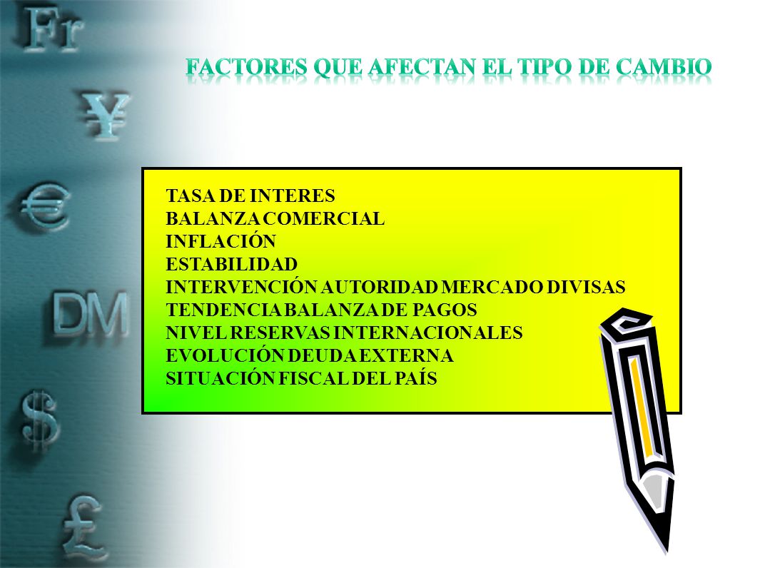 FACTORES QUE AFECTAN EL TIPO DE CAMBIO