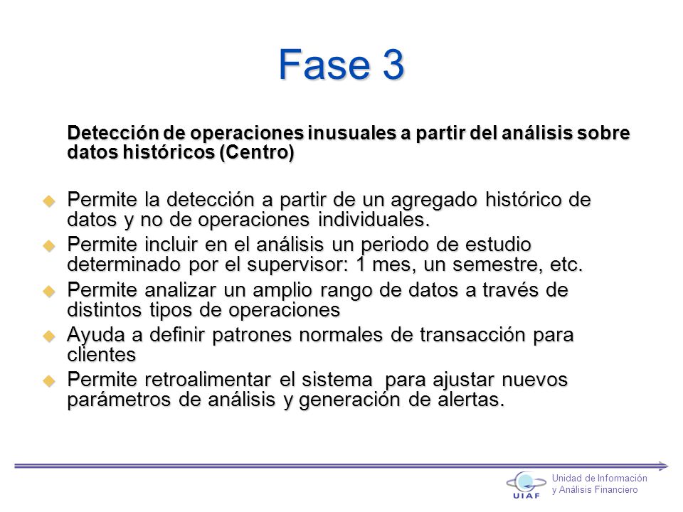 Fase 3 Detección de operaciones inusuales a partir del análisis sobre datos históricos (Centro)