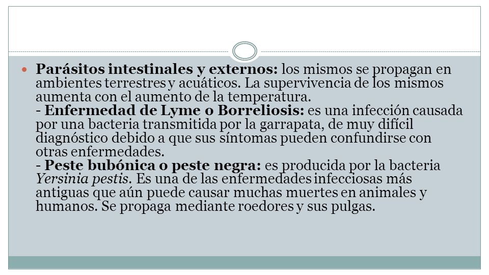 Parásitos intestinales y externos: los mismos se propagan en ambientes terrestres y acuáticos.