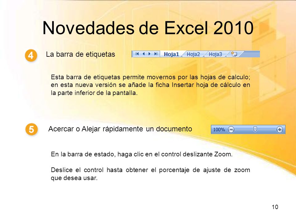 Novedades de Excel 2010 La barra de etiquetas