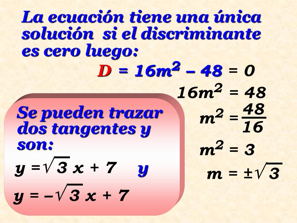 La ecuación tiene una única solución si el discriminante es cero luego: