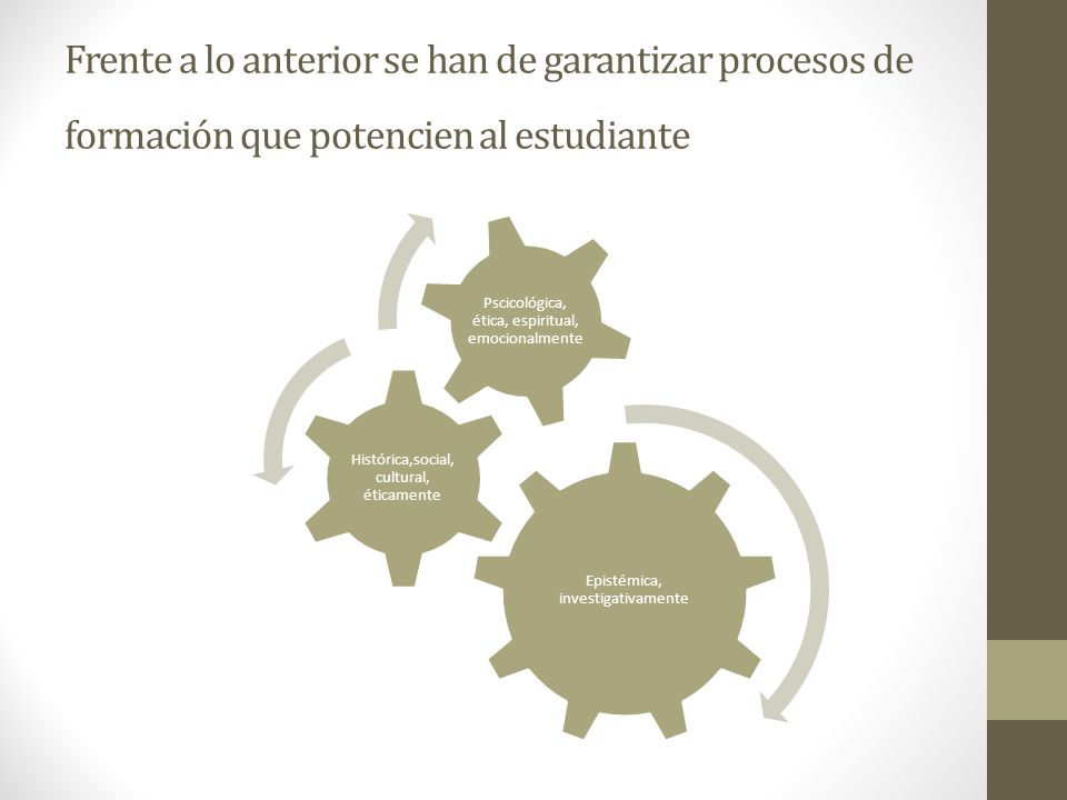 Frente a lo anterior se han de garantizar procesos de formación que potencien al estudiante