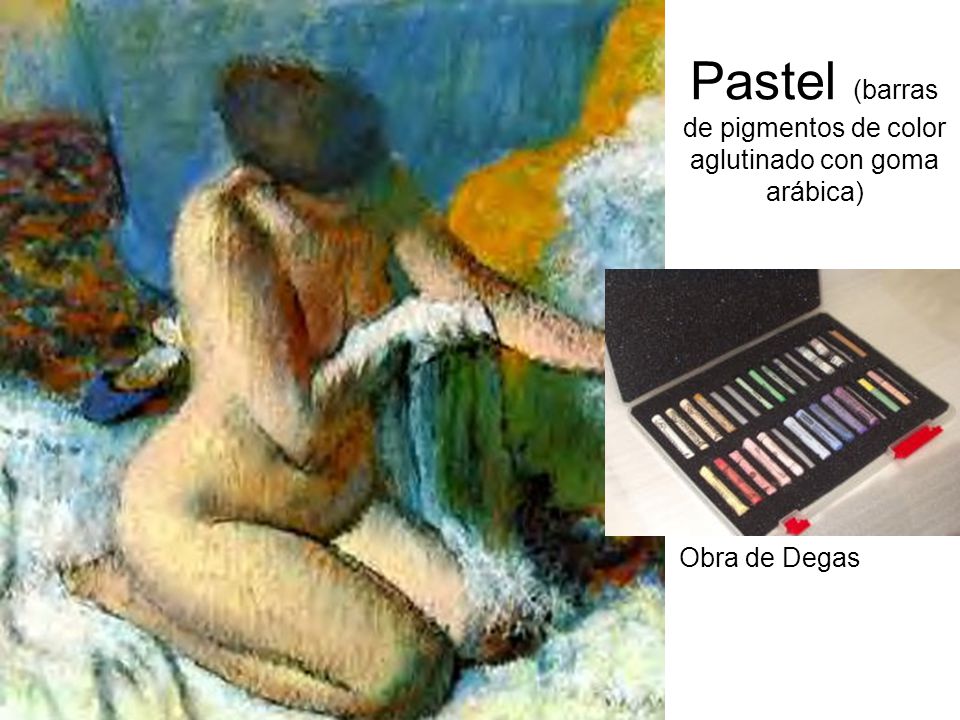 Pastel (barras de pigmentos de color aglutinado con goma arábica)