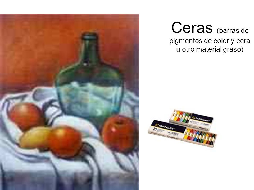 Ceras (barras de pigmentos de color y cera u otro material graso)