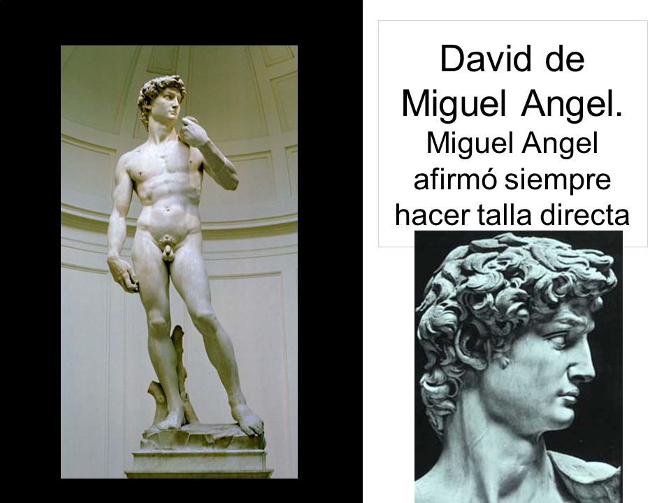 David de Miguel Angel. Miguel Angel afirmó siempre hacer talla directa