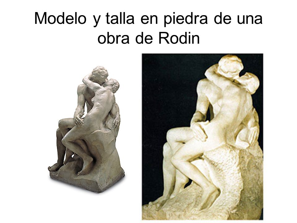 Modelo y talla en piedra de una obra de Rodin