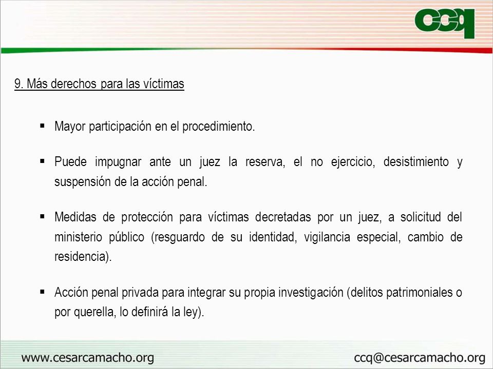 9. Más derechos para las víctimas