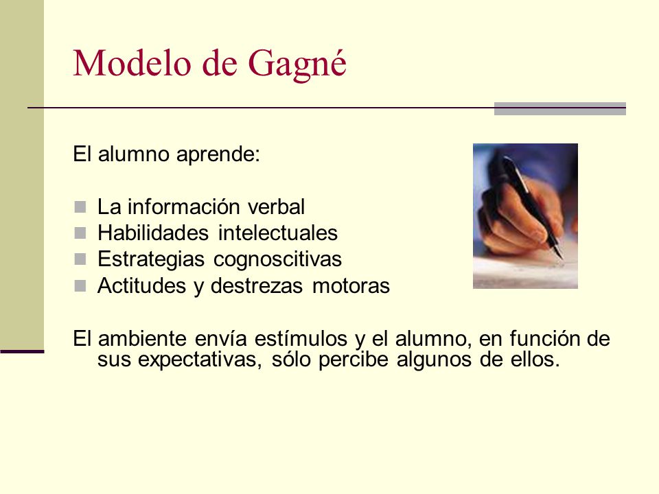 Modelo de Gagné El alumno aprende: La información verbal