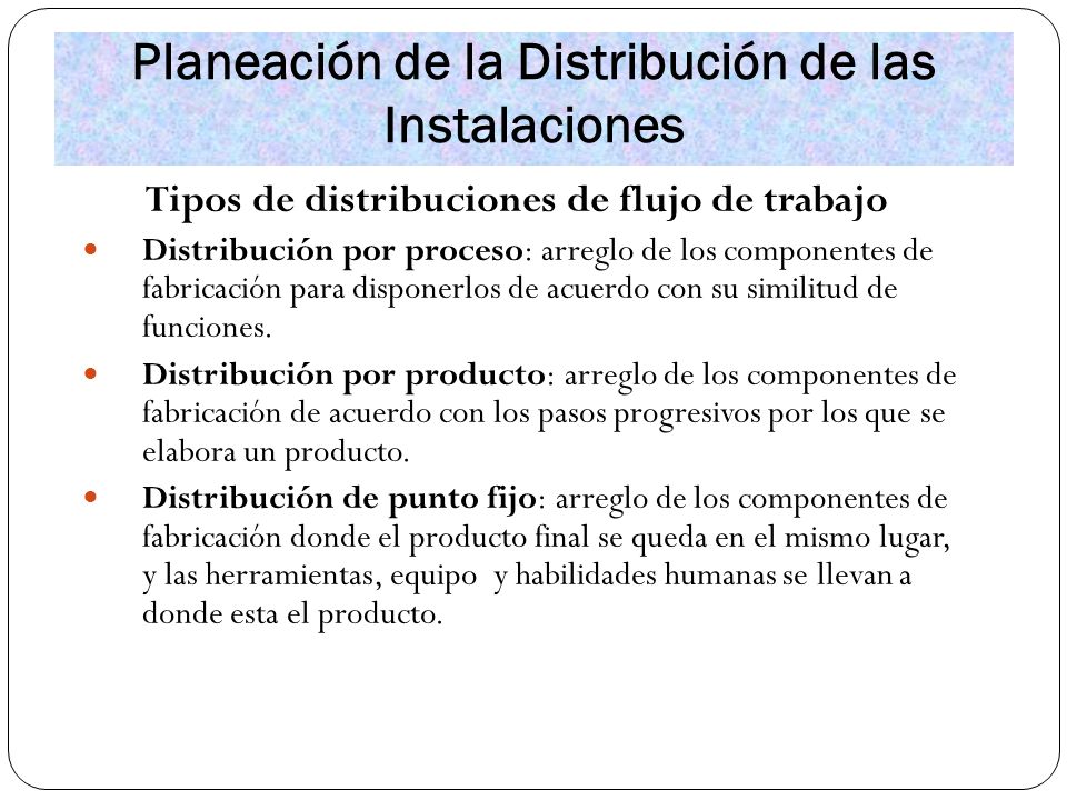 Planeación de la Distribución de las Instalaciones