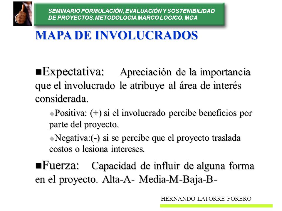 MAPA DE INVOLUCRADOS Expectativa: Apreciación de la importancia que el involucrado le atribuye al área de interés considerada.