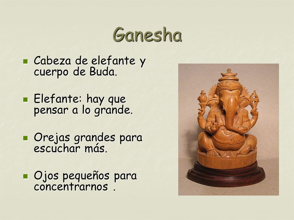 Ganesha Cabeza de elefante y cuerpo de Buda.