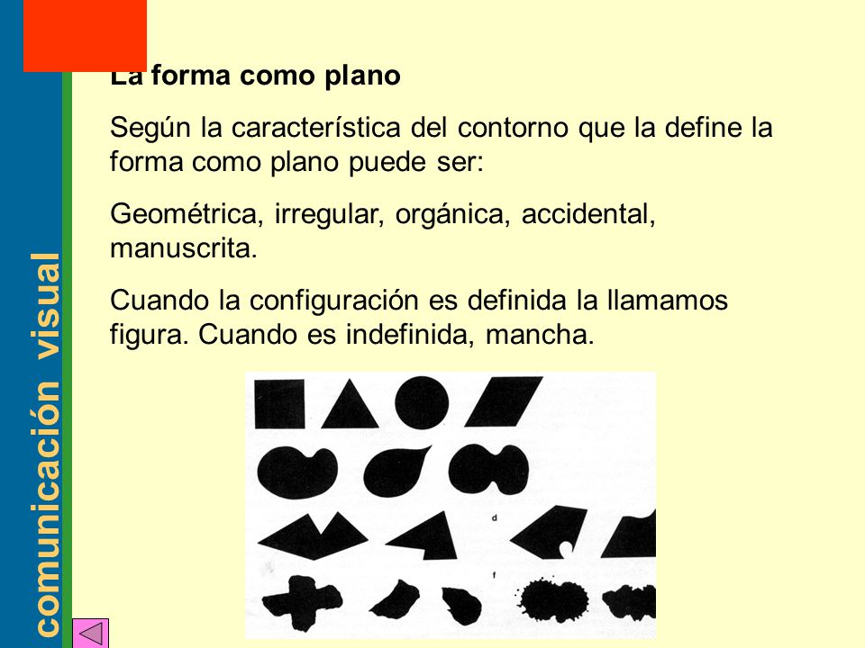 La forma como plano Según la característica del contorno que la define la forma como plano puede ser: