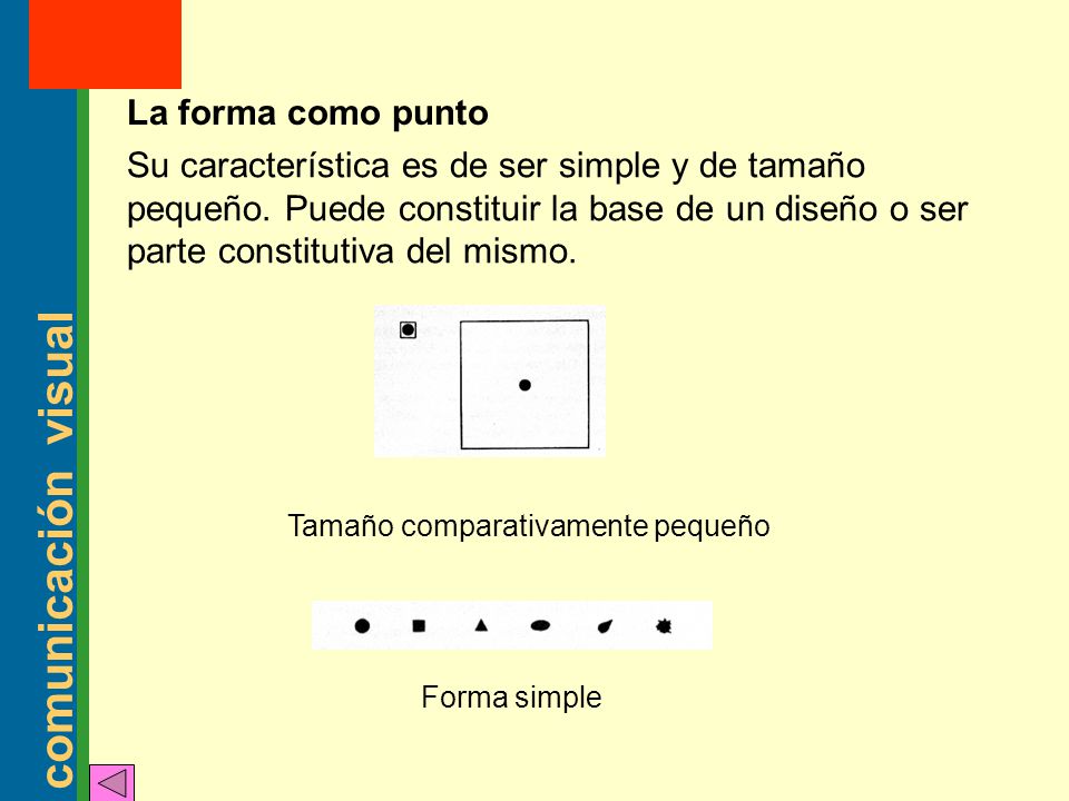 La forma como punto Su característica es de ser simple y de tamaño pequeño. Puede constituir la base de un diseño o ser parte constitutiva del mismo.