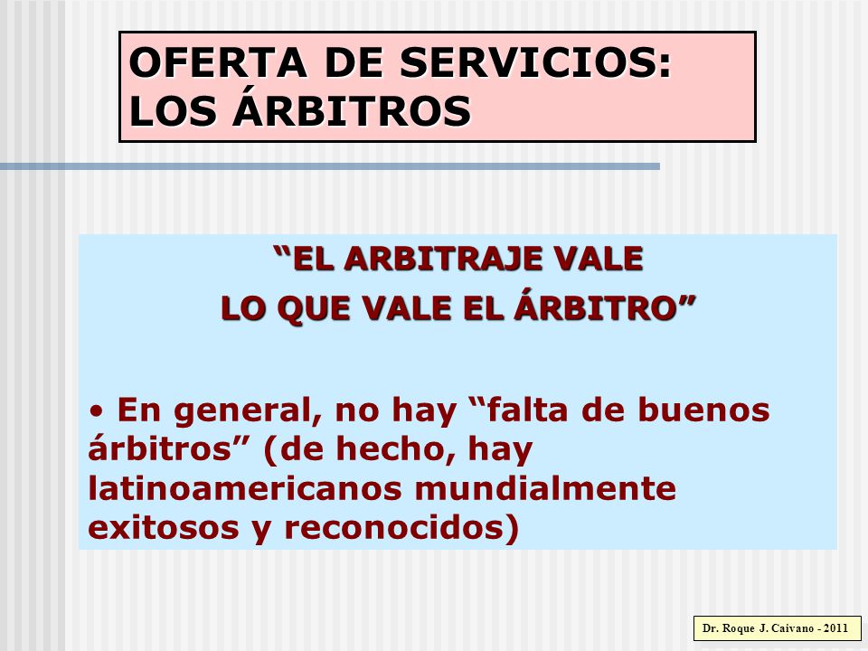OFERTA DE SERVICIOS: LOS ÁRBITROS