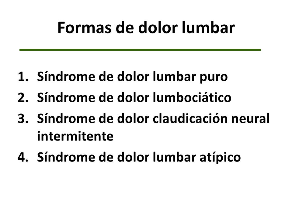 Formas de dolor lumbar Síndrome de dolor lumbar puro