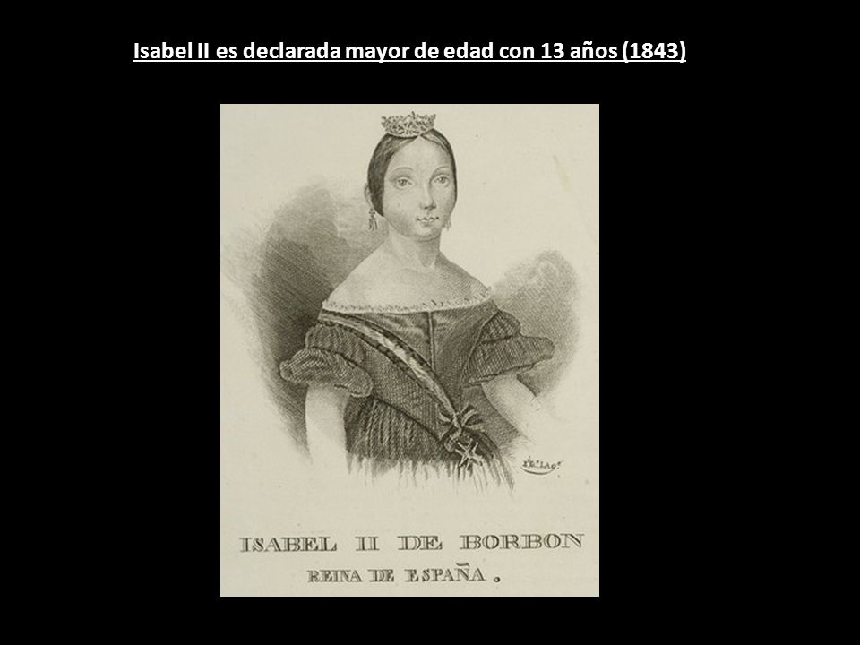 Isabel II es declarada mayor de edad con 13 años (1843)