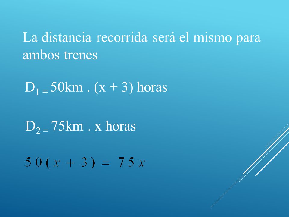 La distancia recorrida será el mismo para ambos trenes