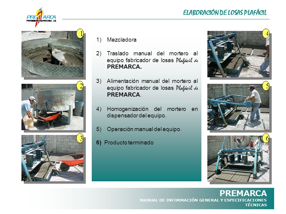 PREMARCA ELABORACIÓN DE LOSAS PLAFÁCIL Mezcladora