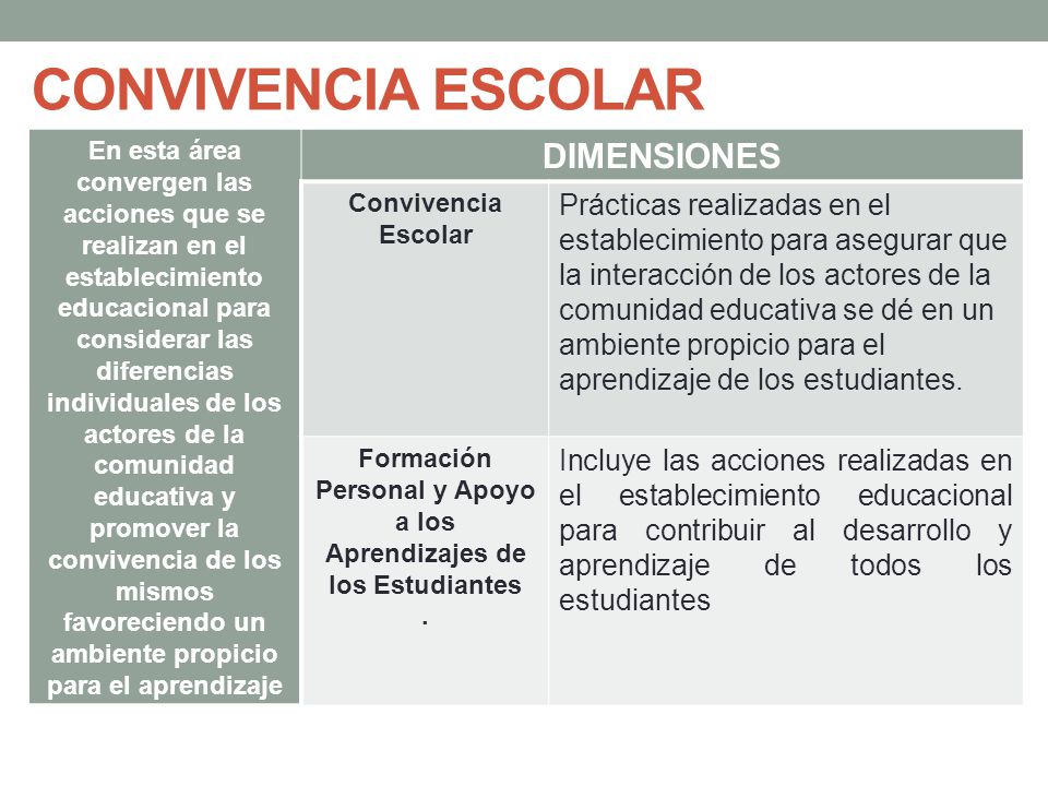 Formación Personal y Apoyo a los Aprendizajes de los Estudiantes .