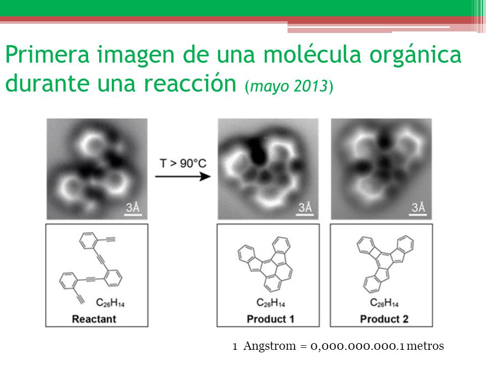 Primera imagen de una molécula orgánica durante una reacción (mayo 2013)