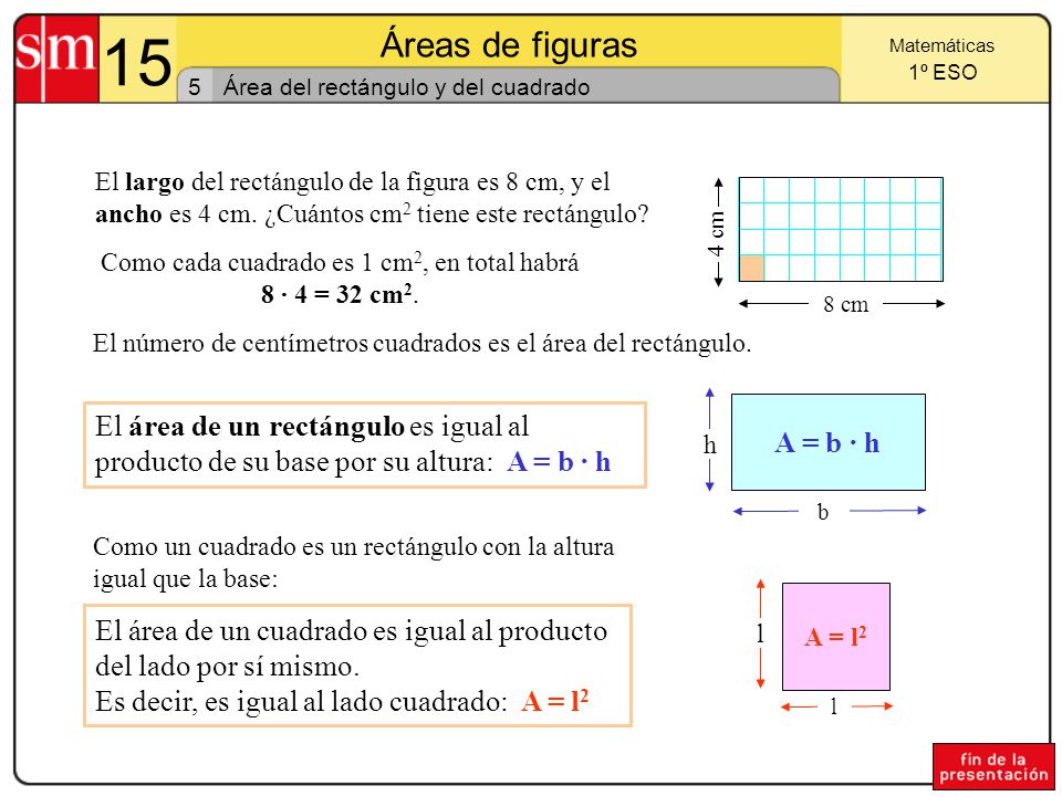 Como cada cuadrado es 1 cm2, en total habrá 8 · 4 = 32 cm2.