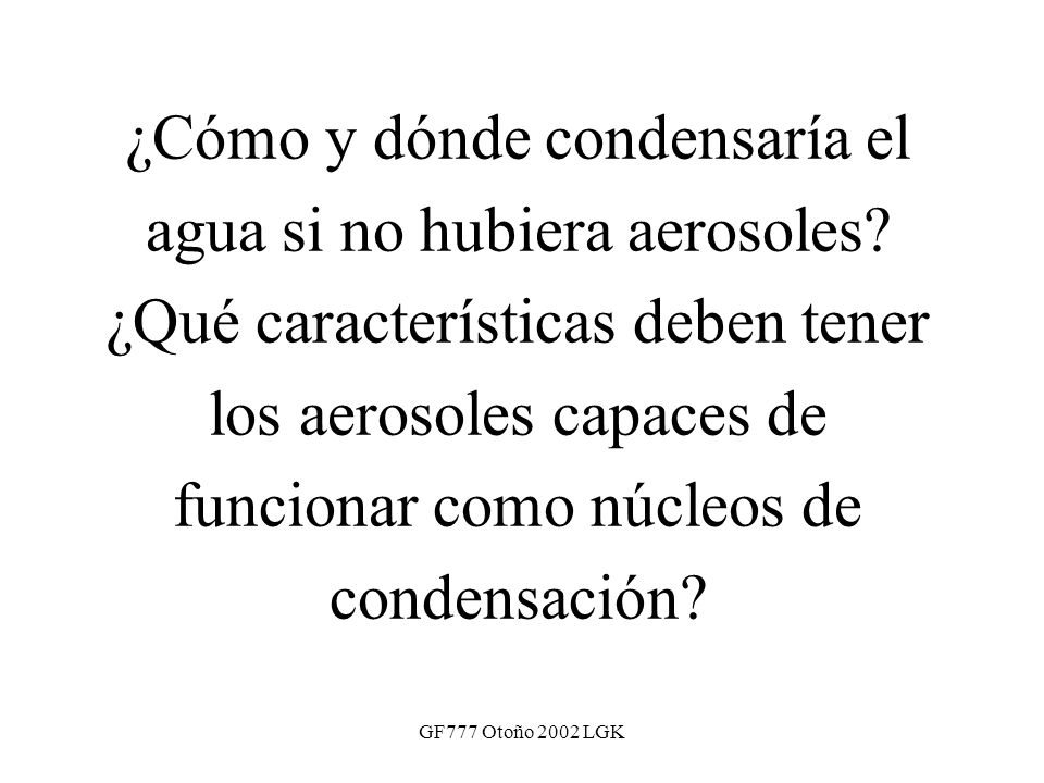 ¿Cómo y dónde condensaría el agua si no hubiera aerosoles