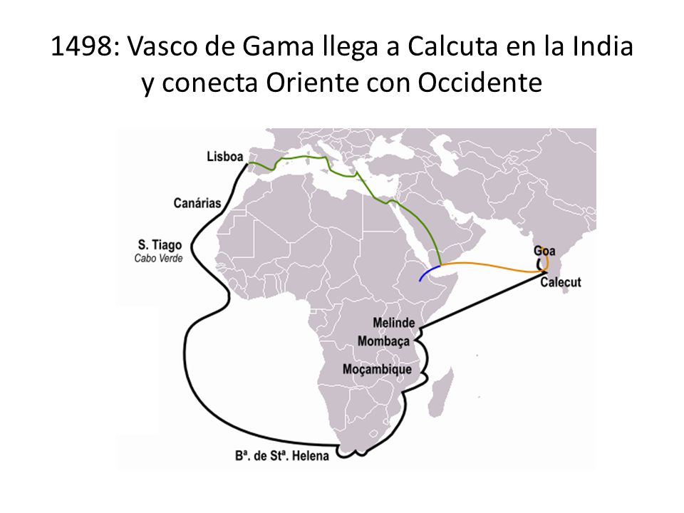 1498: Vasco de Gama llega a Calcuta en la India y conecta Oriente con Occidente