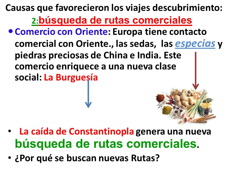 Causas que favorecieron los viajes descubrimiento: 2:búsqueda de rutas comerciales