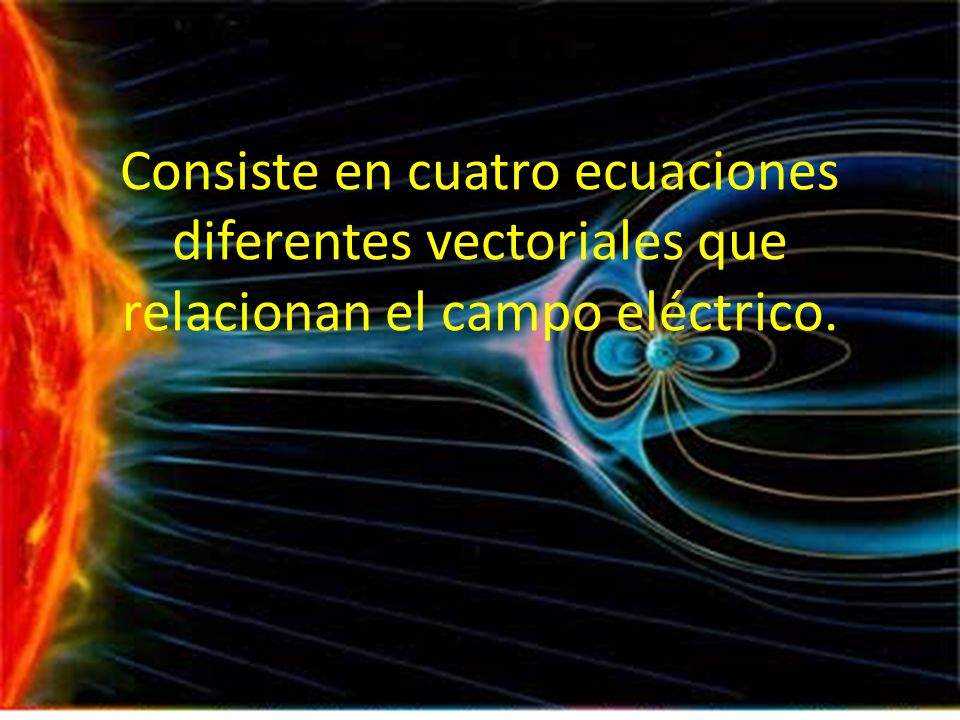 Consiste en cuatro ecuaciones diferentes vectoriales que relacionan el campo eléctrico.