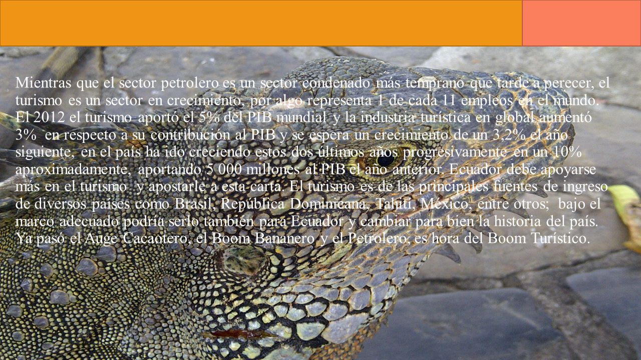 Mientras que el sector petrolero es un sector condenado más temprano que tarde a perecer, el turismo es un sector en crecimiento, por algo representa 1 de cada 11 empleos en el mundo.