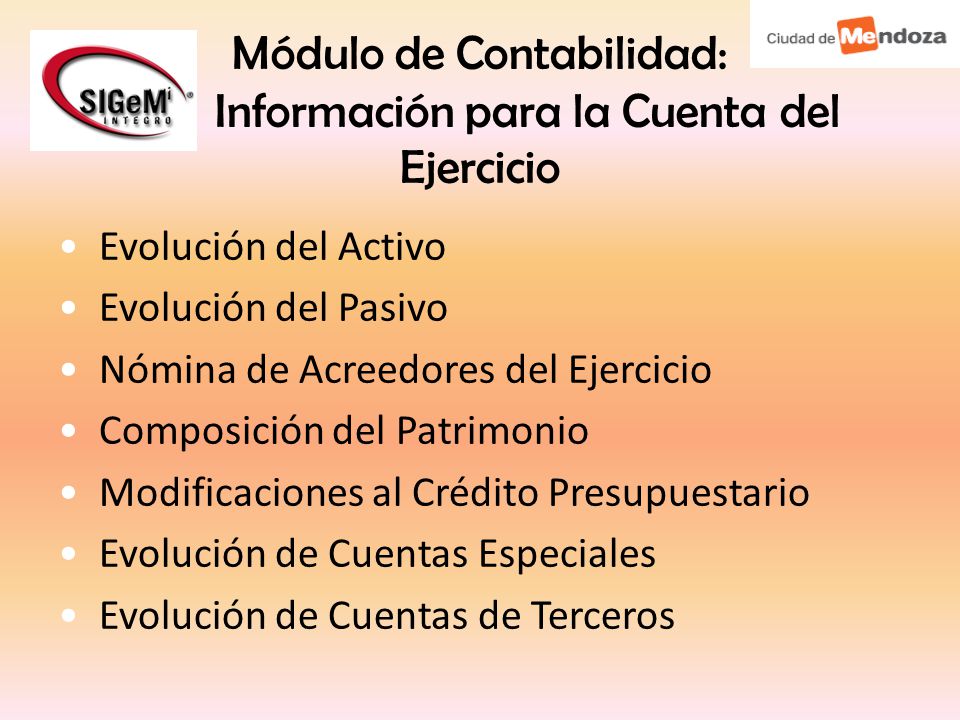 Módulo de Contabilidad: Información para la Cuenta del Ejercicio