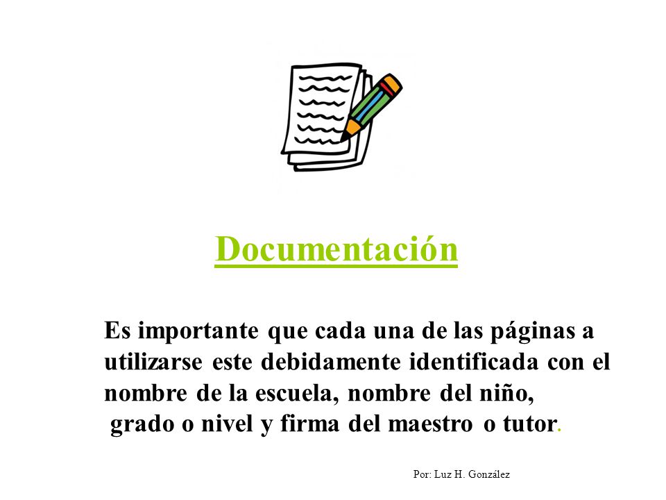 Documentación Es importante que cada una de las páginas a
