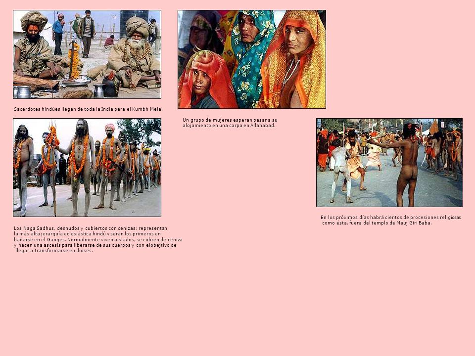 Sacerdotes hindúes llegan de toda la India para el Kumbh Mela.