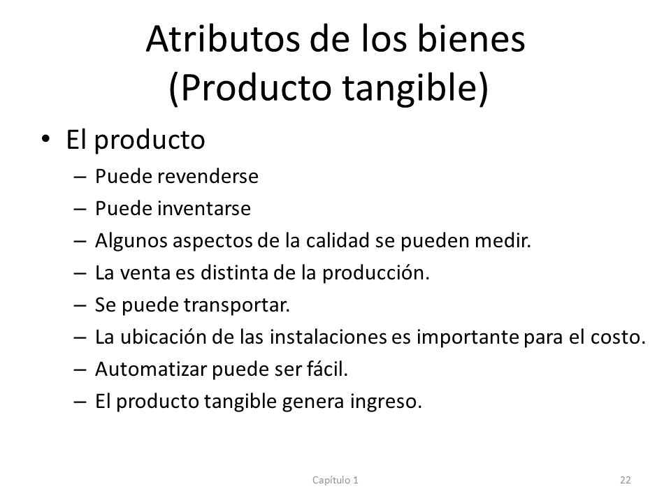Atributos de los bienes (Producto tangible)