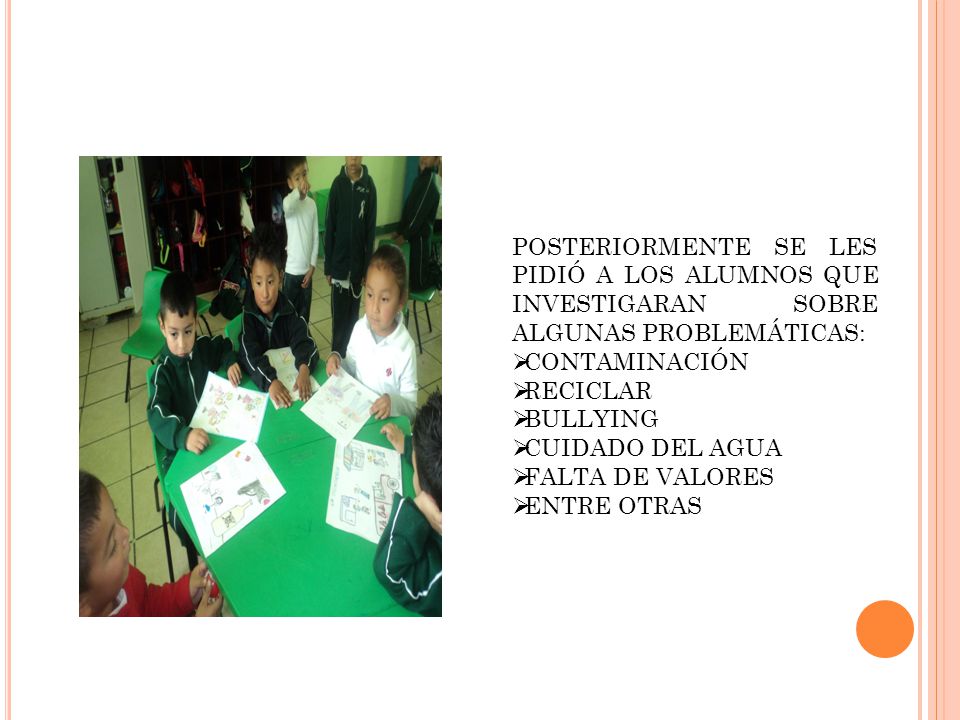 POSTERIORMENTE SE LES PIDIÓ A LOS ALUMNOS QUE INVESTIGARAN SOBRE ALGUNAS PROBLEMÁTICAS: