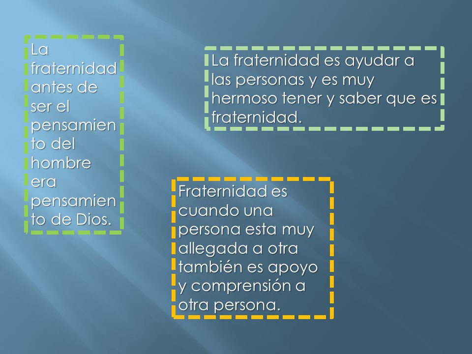 La fraternidad antes de ser el pensamiento del hombre era pensamiento de Dios.