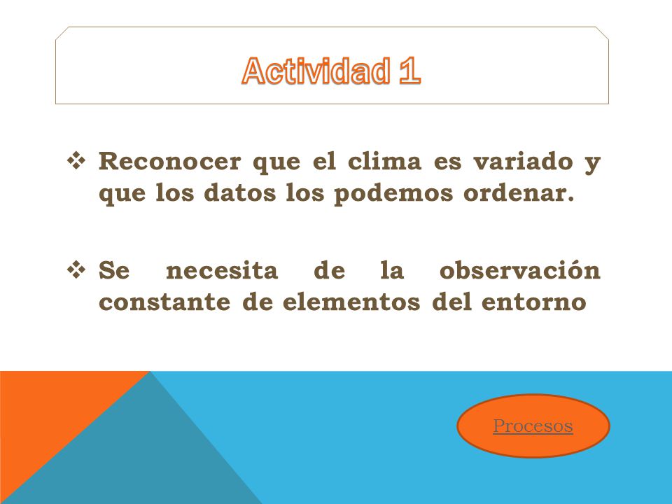 Actividad 1 Reconocer que el clima es variado y que los datos los podemos ordenar.
