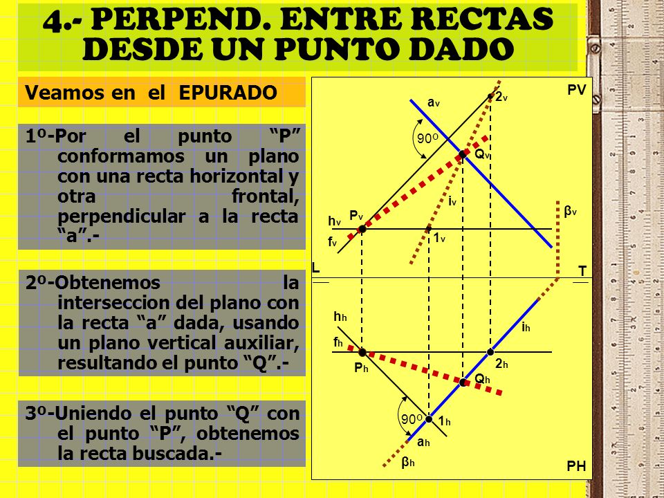 4.- PERPEND. ENTRE RECTAS DESDE UN PUNTO DADO