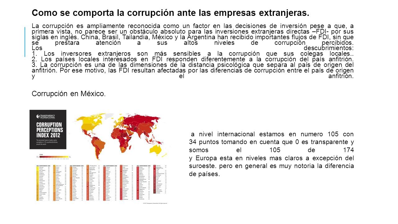 Como se comporta la corrupción ante las empresas extranjeras.